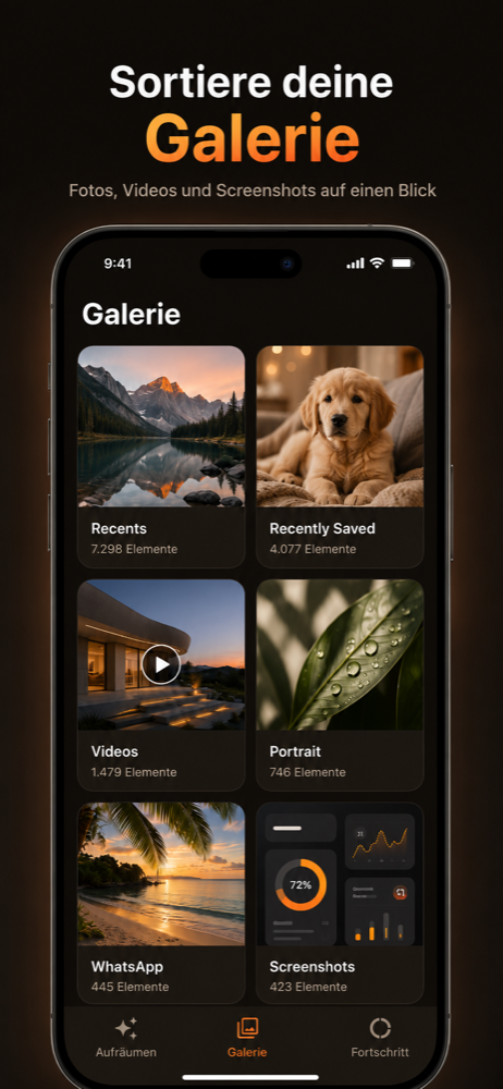 Galerie-Tab mit Alben als Raster