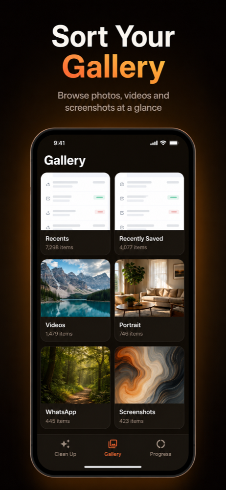 Gallery tab showing albums as a grid